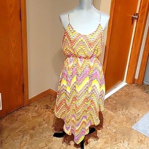 Technicolor  Spaghetti strap handkerchief hem dress